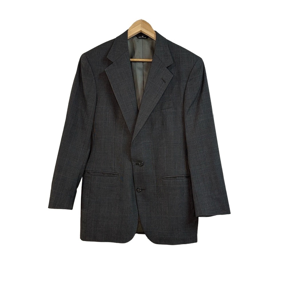 Polo University Club Ralph Lauren Mens Gray Plaid Wool Blazer Sport Coat USA 40R - Picture 1 of 5